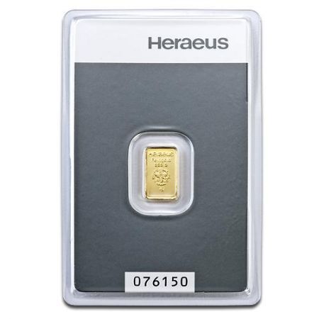 1 gram  złota sztabka  HERAEUS