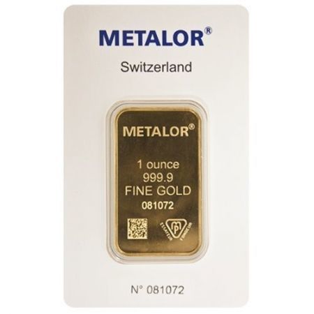 1 uncja  złota sztabka METALOR  CertiPack