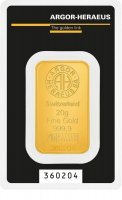 20 gramów  złota sztabka  ARGOR - HERAEUS  CertiPack