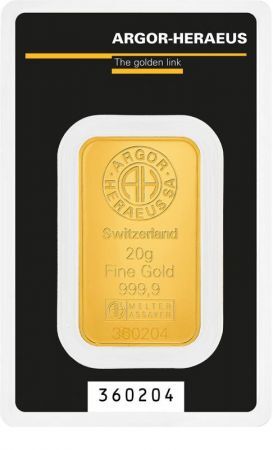 20 gramów  złota sztabka  ARGOR - HERAEUS  CertiPack