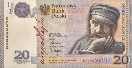 20 zł  2018 - banknot: 100-lecie odzyskania niepodległości