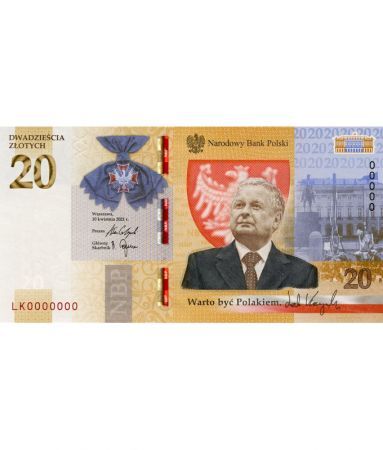 20 zł  2021 - banknot: Lech Kaczyński