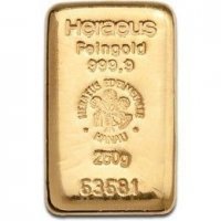 250 gramów  złota sztabka HERAEUS