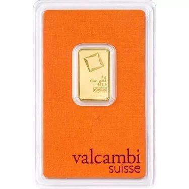 5 gramów  złota sztabka VALCAMBI CertiCard