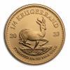 złota moneta bulionowa Krugerrand o wadze 1/4 uncji wykonana ze złota próby 917 w stanie menniczym w kapslu lub tubie