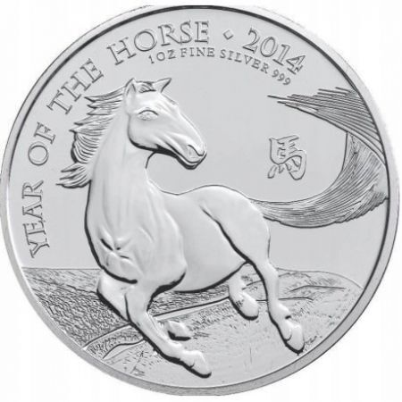 Srebrna moneta 2 funty  Rok Konia  / Lunar Horse  (Wielka Brytania) 1 Oz.  2014
