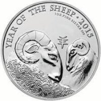 Srebrna moneta 2 funty  Rok Owcy / Lunar Sheep  (Wielka Brytania) 1 Oz.  2015