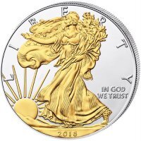 Srebrna moneta   Amerykański   Orzeł   1 oz    2016  złoty plater