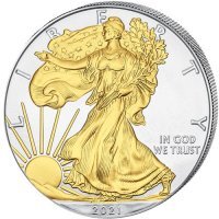 Srebrna moneta   Amerykański   Orzeł   1 oz    2021 (typ 1) złoty plater