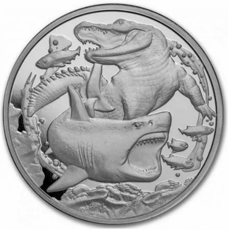 Srebrna moneta Apex Predators: Shark vs Crocodile 1 oz 2022