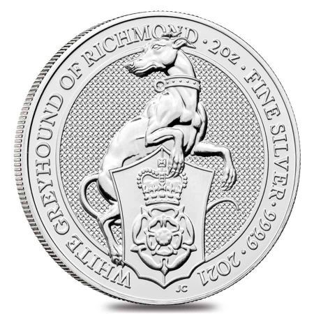 Srebrna moneta Bestie Królowej (10). Biały Chart z Richmond, 2 oz , 2021