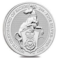 Srebrna moneta Bestie Królowej (10). Biały Chart z Richmond, 2 oz , 2021 (patyna)