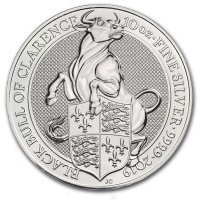 Srebrna moneta Bestie Królowej (5) Czarny Byk / Black Bull , 10  oz , 2019