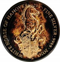 Srebrna moneta Bestie Królowej  Płonący Koń Hanoweru , 2 oz , 2020