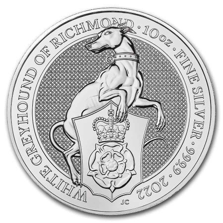 Srebrna moneta Bestie Królowej : The White Greyhound, 10  oz , 2022
