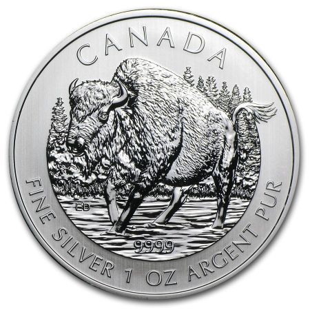 Srebrna moneta  Bizon , Kanada   1 oz   2013 (milk spot)