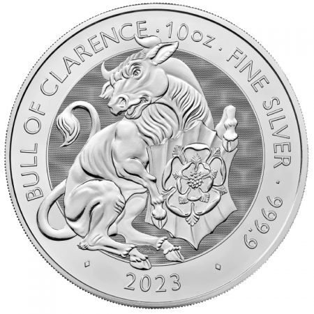 Srebrna moneta Black Bull of Clarence - The Tudor Beasts , 10  oz , 2023