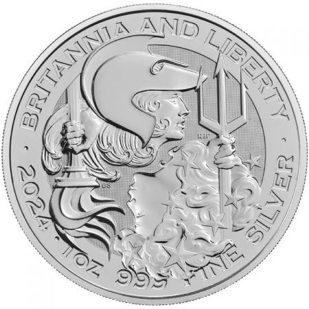 Srebrna moneta Britannia and Liberty 1 oz 2024