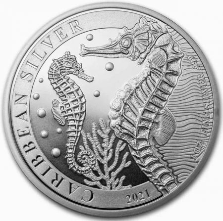 Srebrna moneta Caribbean Seahorse 1 oz 2021