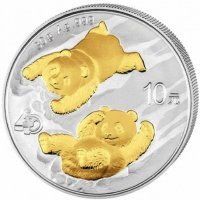 Srebrna moneta  Chińska Panda - 30 gramów  2022 (złocona)