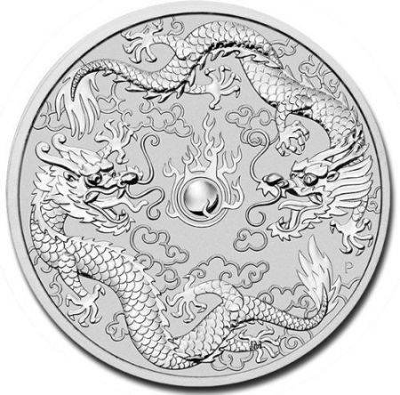 Srebrna moneta Dwa Smoki / Double Dragon  1 oz   2019 (Australia)