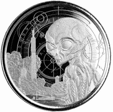 Srebrna moneta Ghana Alien  1 oz 2021