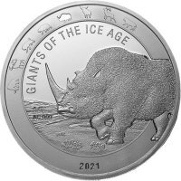 Srebrna moneta Giganci Ery Lodowcowej - Nosorożec Włochaty  1 oz 2021