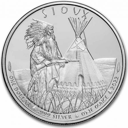 Srebrna moneta Indian Sioux- Główny Strażnik 1 oz 2022