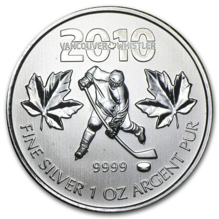 Srebrna moneta  Kanada Olimpiada Hokej 1 oz  2010