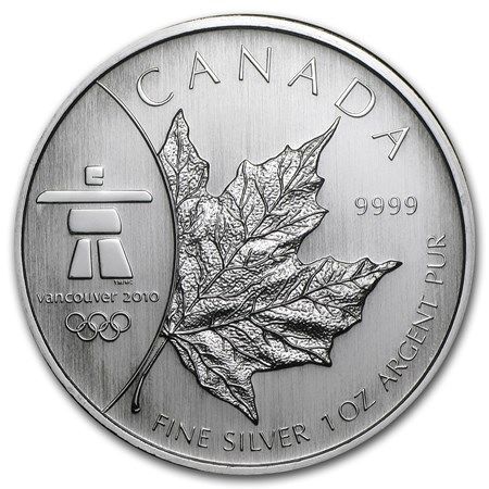 Srebrna moneta  Kanada Olimpiada Vancouver  1 oz  2008 (milk spot)
