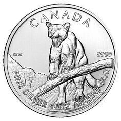 Srebrna moneta Kanadyjska Puma/ Cougar 1 oz   2012 (patyna)