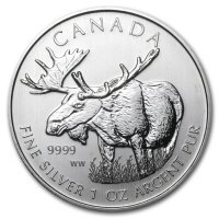Srebrna moneta Kanadyjski Łoś  1 oz   2012 (milk spot)