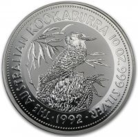 Srebrna moneta Kookaburra  10  oz 1992