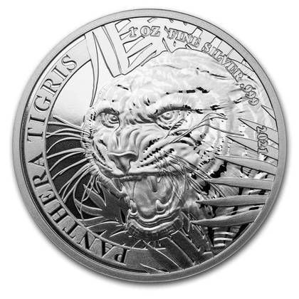 Srebrna moneta Laos: Panthera Tigris  1 oz 2021