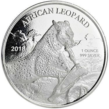 Srebrna moneta Leopard Afrykański , Ghana 1 oz    2018  r.
