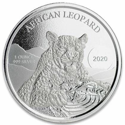 Srebrna moneta Leopard Afrykański , Ghana 1 oz    2020  r.