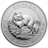 Srebrna moneta  Lis polarny, Kanada   1,5  oz  2014 (patyna)