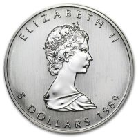 Srebrna moneta  Liść Klonu   (Maple Leaf)      1 oz   1989