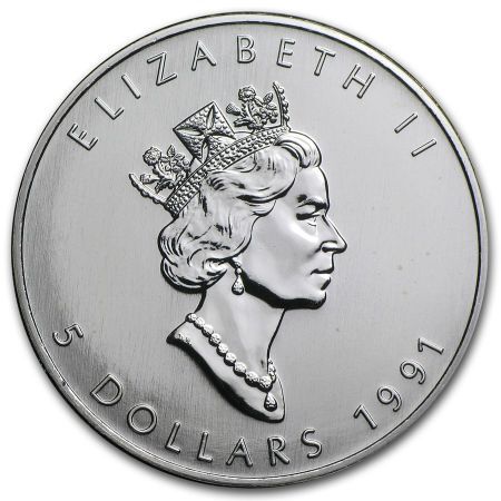 Srebrna moneta Liść Klonu (Maple Leaf) 1 oz 1991