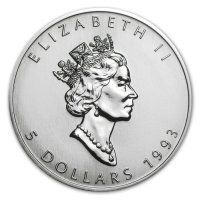 Srebrna moneta  Liść Klonu   (Maple Leaf)      1 oz   1993 r (patyna)