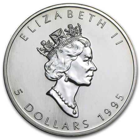 Srebrna moneta  Liść Klonu   (Maple Leaf)      1 oz   1995 r ( patyna)