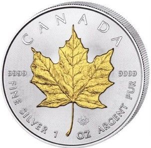 Srebrna moneta  Liść Klonu   (Maple Leaf)1 oz  2023 (Złocony)