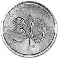 Srebrna moneta  Liść Klonu / Maple Leaf   30 - lecie    1 oz   2018  r
