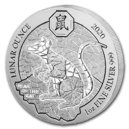 Srebrna moneta Lunar Ratt , Rwanda  1 oz    2020