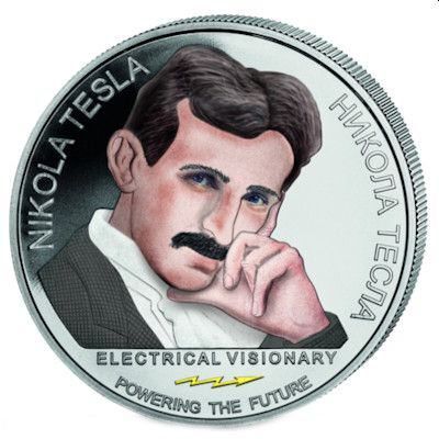 Srebrna moneta  Nicola Tesla  (kolor) 1 oz  2018