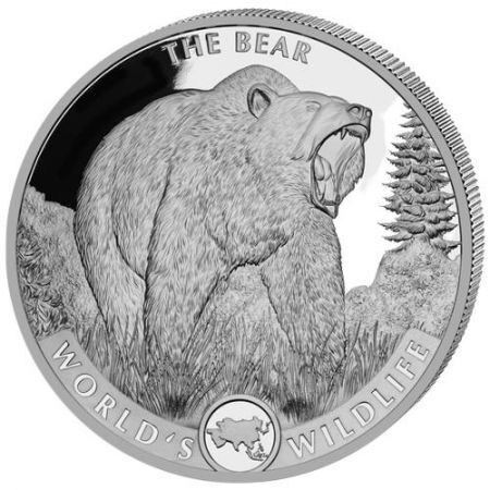 Srebrna moneta Niedźwiedż  , Kongo 1 oz  2022
