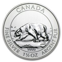 Srebrna moneta  Niedźwiedź polarny, Kanada   1,5  oz  2013 (milk spot)