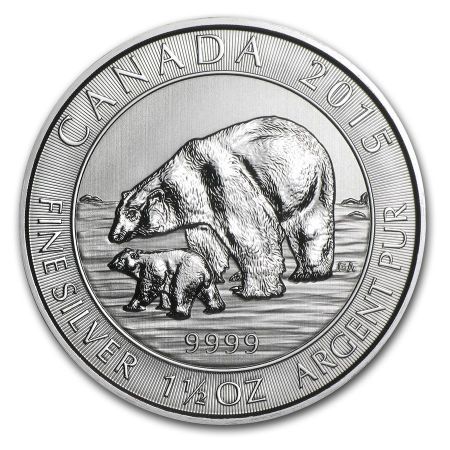 Srebrna moneta  Niedźwiedź polarny, Kanada   1,5  oz  2015