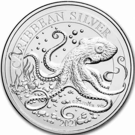 Srebrna moneta  Ośmiornica, Barbados  1 oz  2021