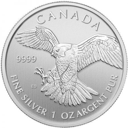Srebrna moneta  Peregrine-Falcon / Sokół wędrowny   1 oz  (spot milk / patyna)  2014 r